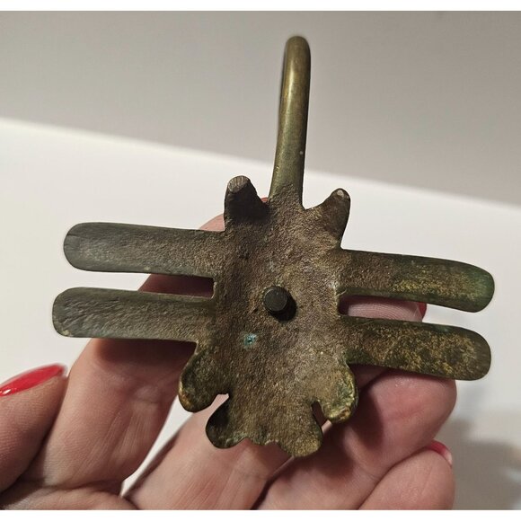 Antique Brass Dragonfly Candle Holder With Curved Tail & Intricate Design - Picture 8 of 8